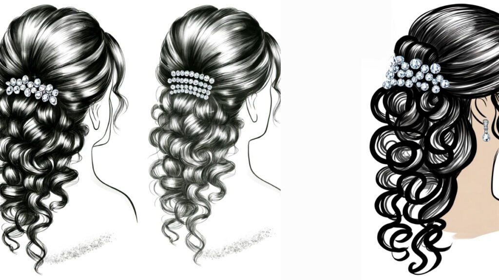 Pinned Back Curls with Crystal Clips