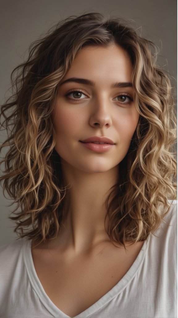 Shoulder-Length Wavy Lob with Subtle Short Layers