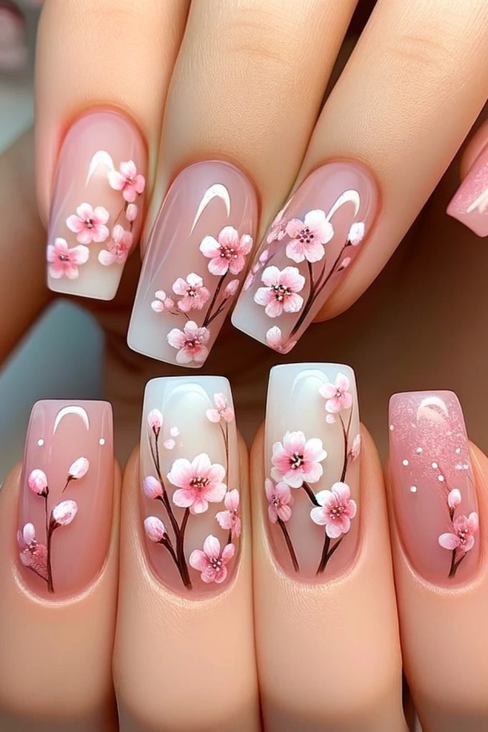Cherry Blossom Bliss Nail Art