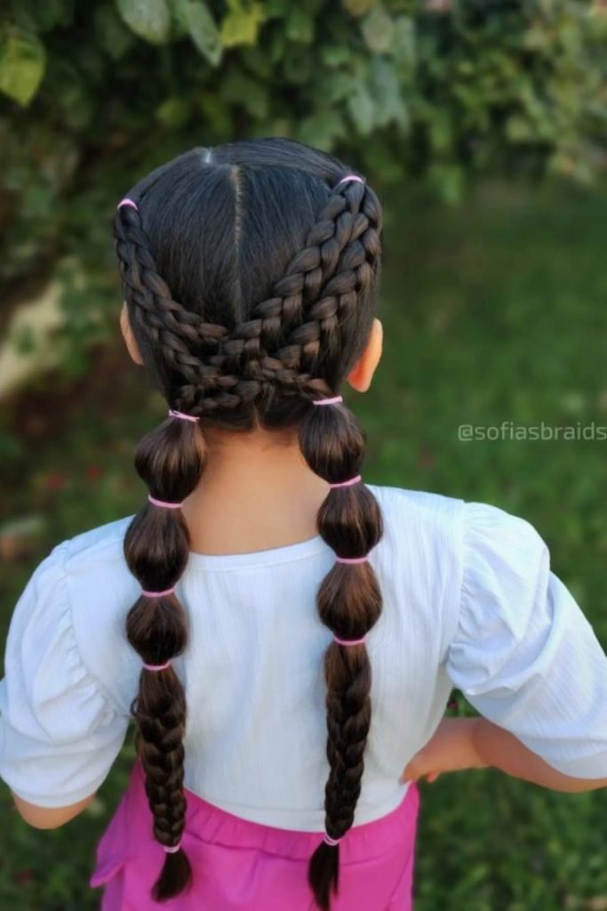Double Braided Crown with Bubble Tails