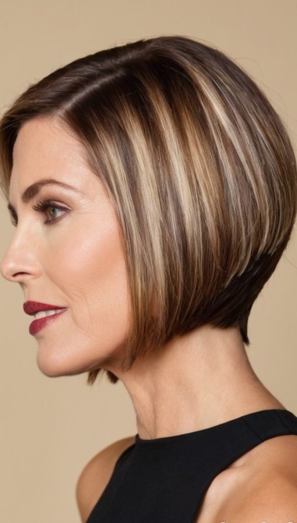 17. Jaw-Length Angled Bob with Copper Highlights