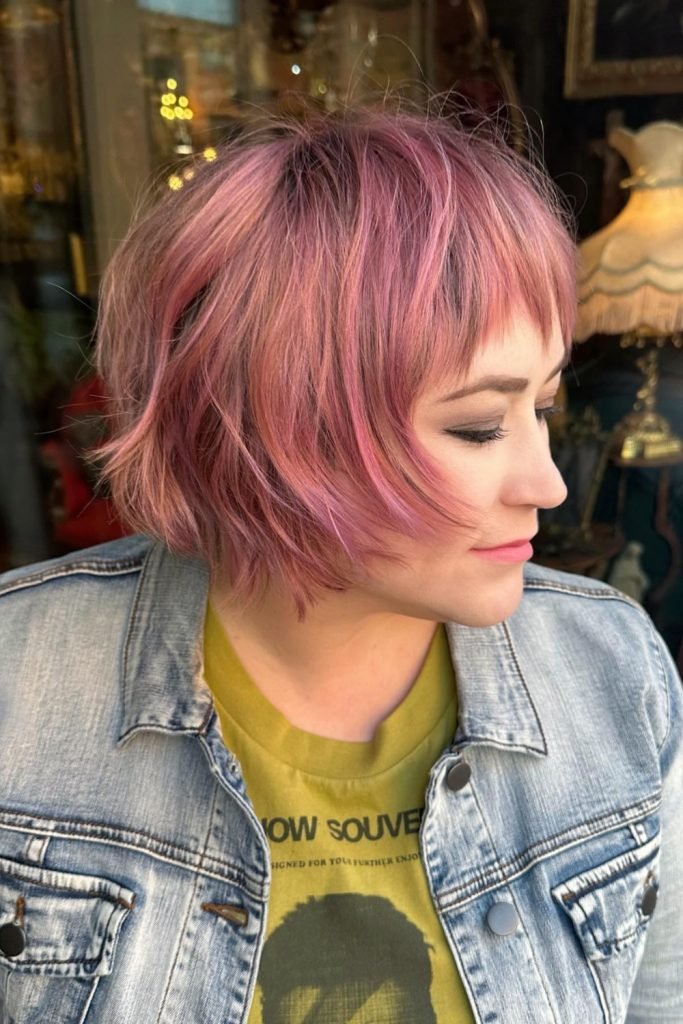 Long Choppy Bob with Bangs