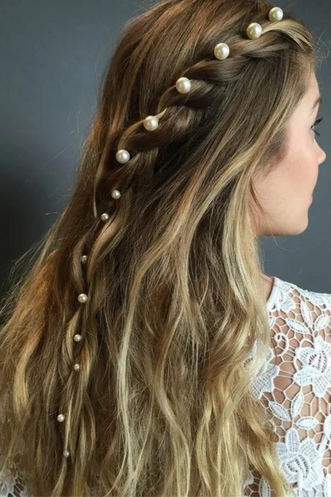 17. Sided Pearl Pins Birthday Hairstyle