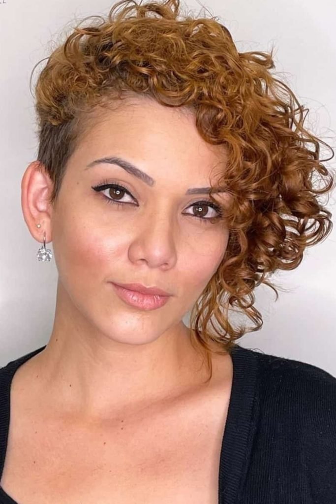 Asymmetrical Pixie with Permed Curls
