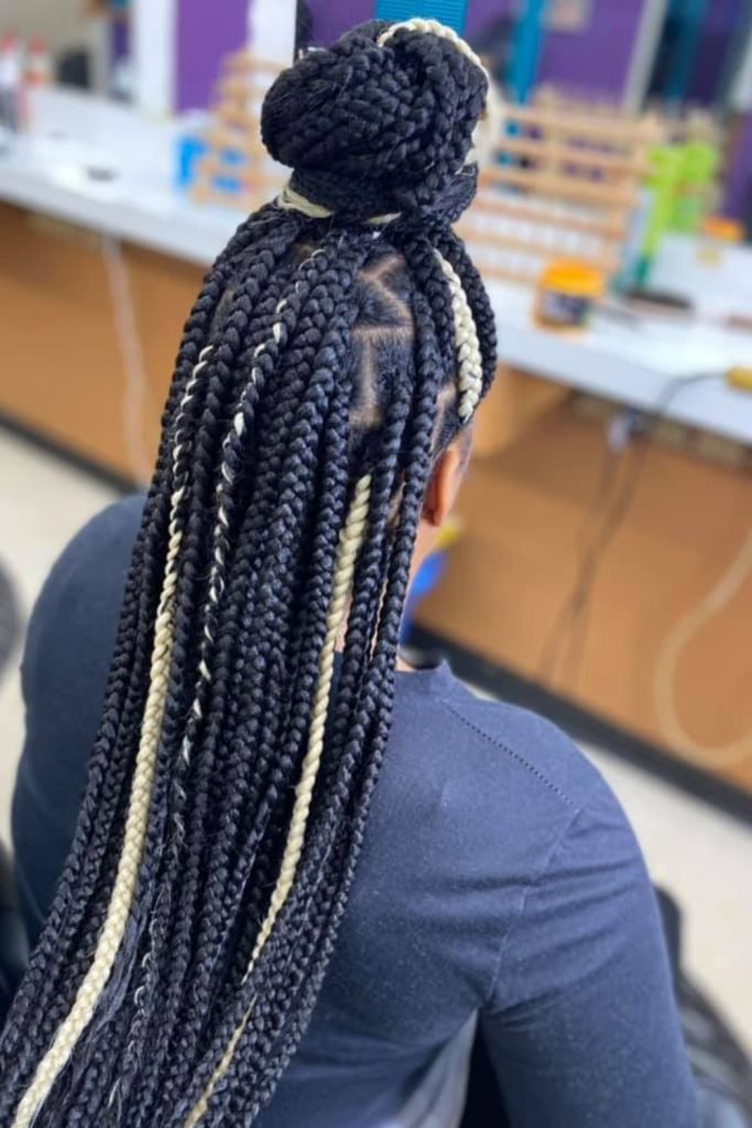 Box Braid Top Knot Hairstyle
