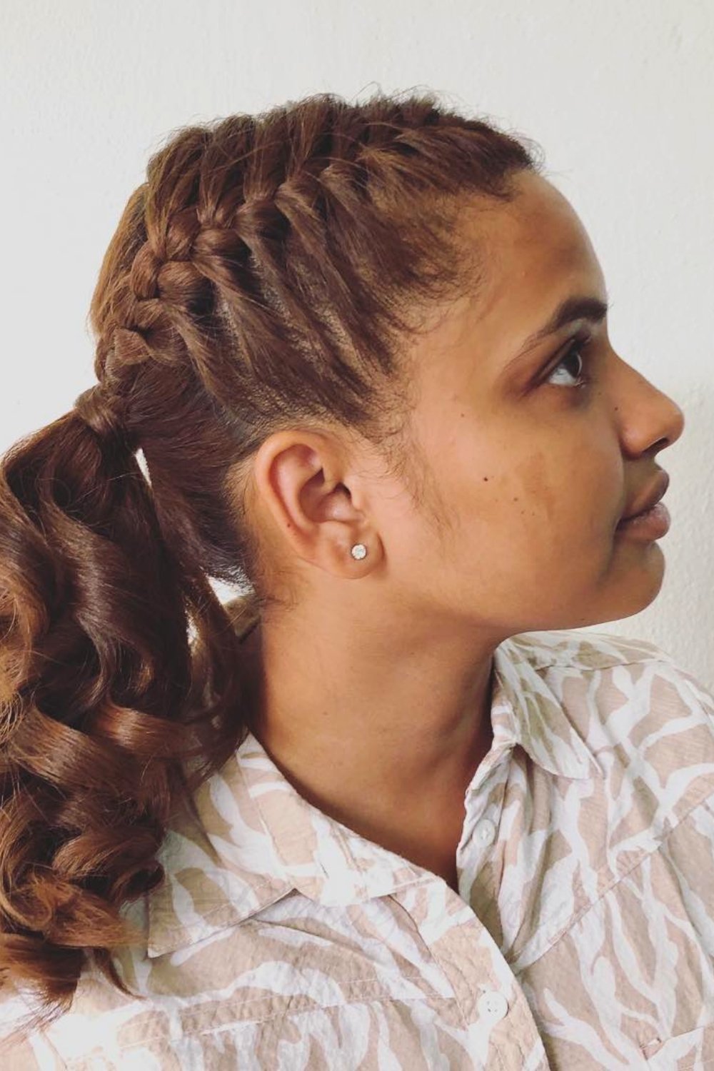 Braided Crown with Curly Ponytail
