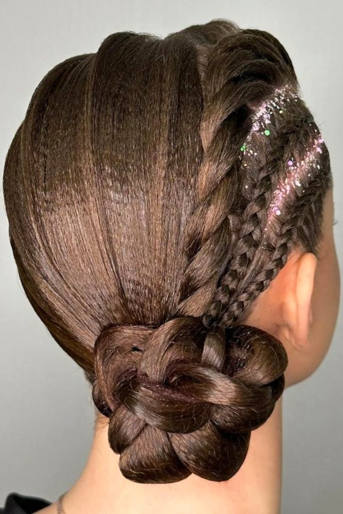 Braided Elegance with Glitter Accents