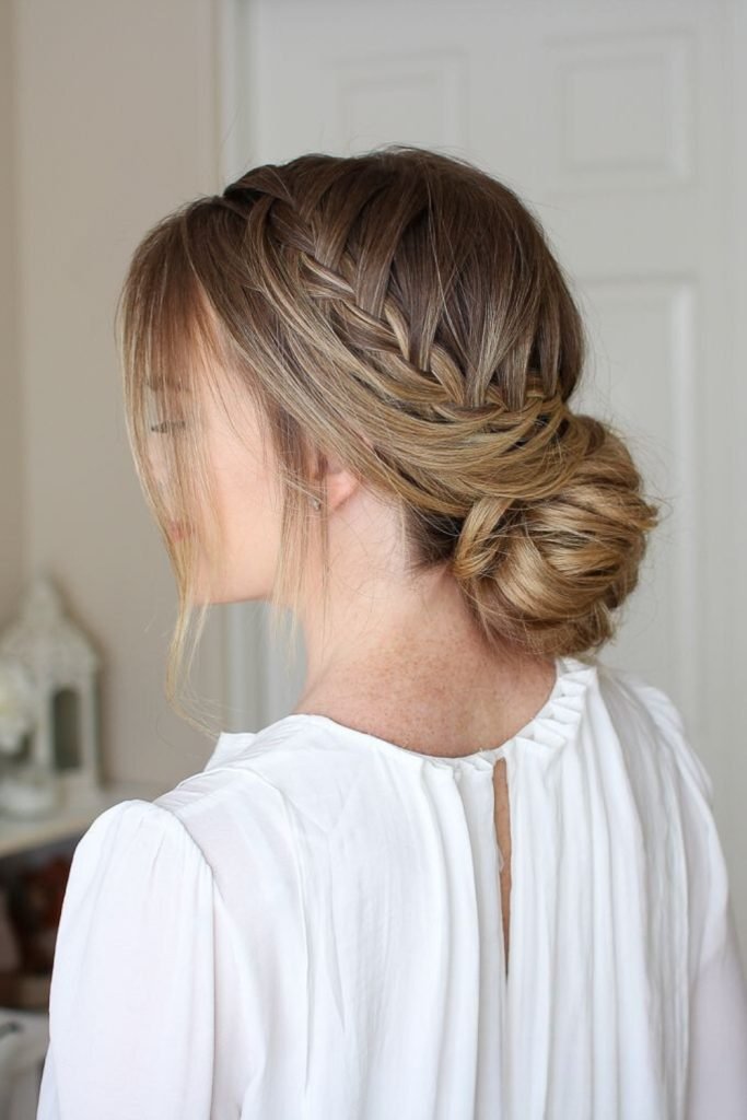 Intricately Looped Low Messy Bun