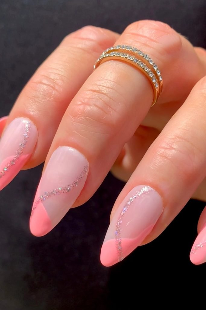 Rose Gold Swirls Nail Design