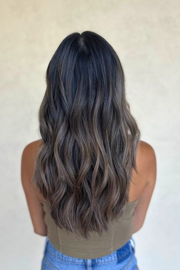 Smoky Silver Cascade Hairstyle