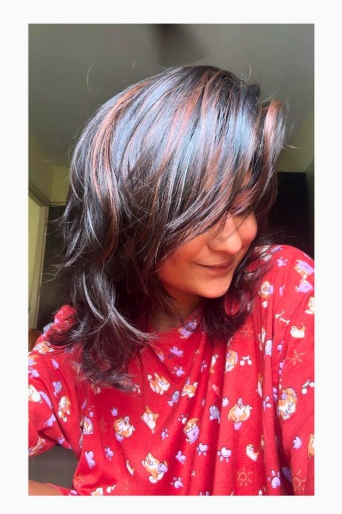 Sunlit Copper Streaks Hairstyle