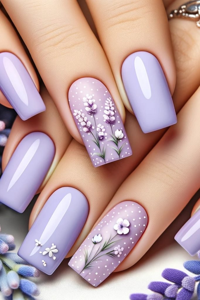 19. Lavender Fields Nail Design