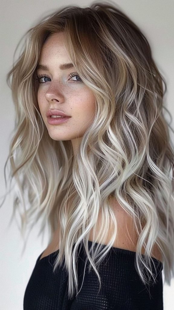 Snowy Ash Blonde Highlights
