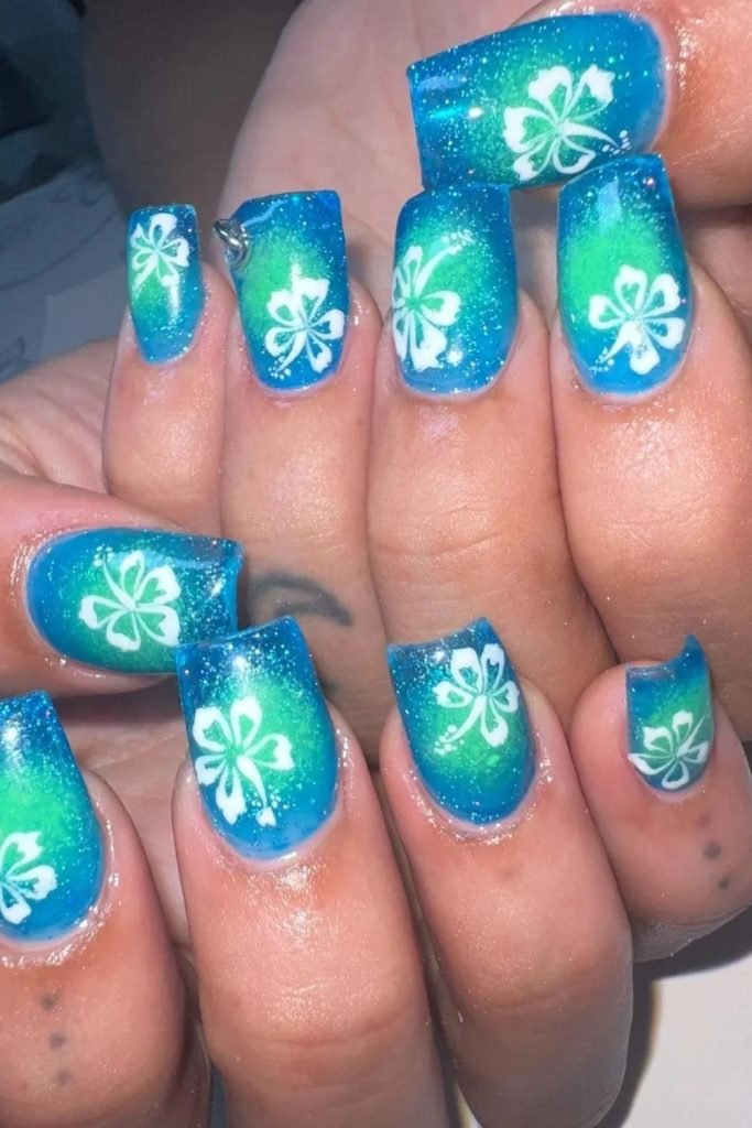 Blue Y2K Nails