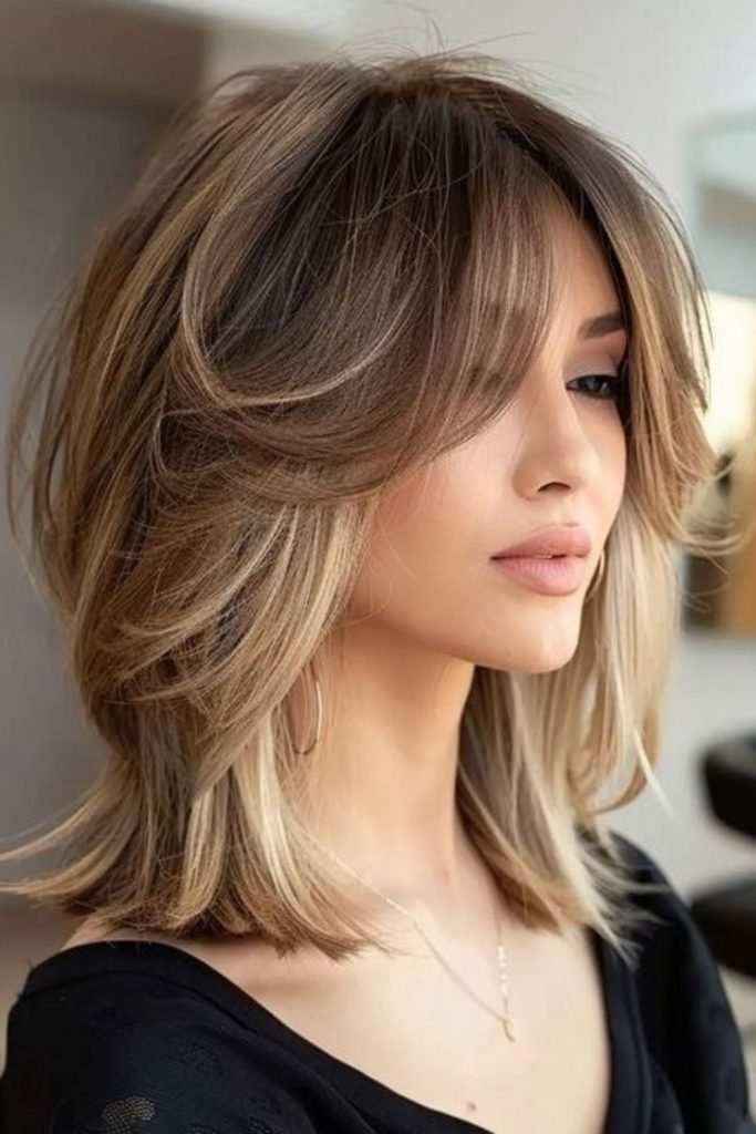 Feathered Lob Hairstyle
