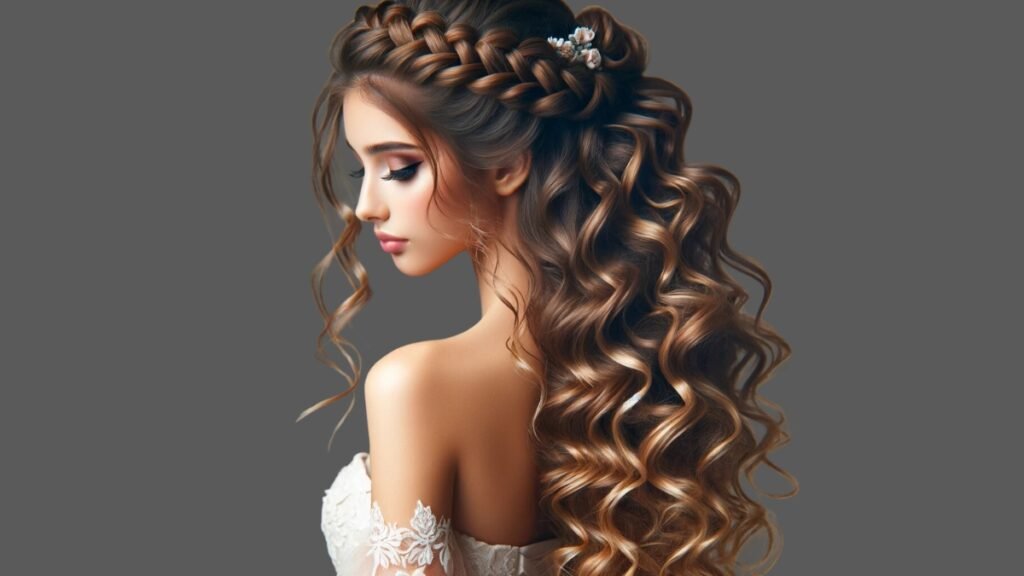 Romantic Curls with Half-Up Twist Hairstyle