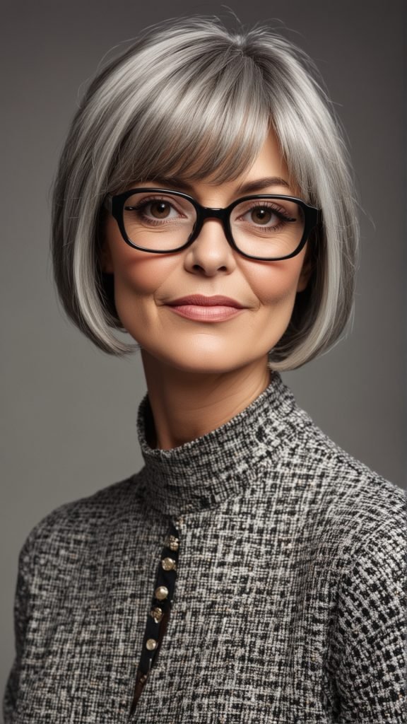 Salt and Pepper French Bob Hairstyle
