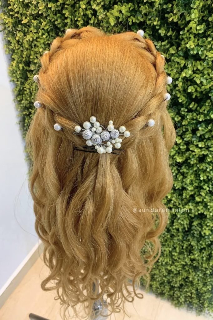Twisted Crown with Pearl Embellishment Hairstyle