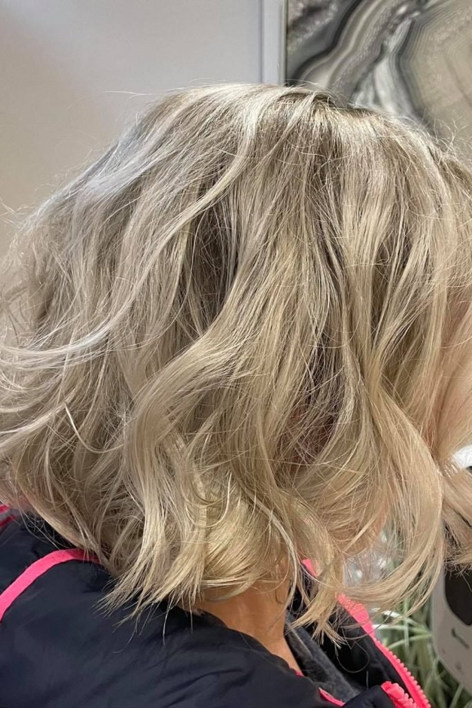 Golden Blonde Wavy Bob