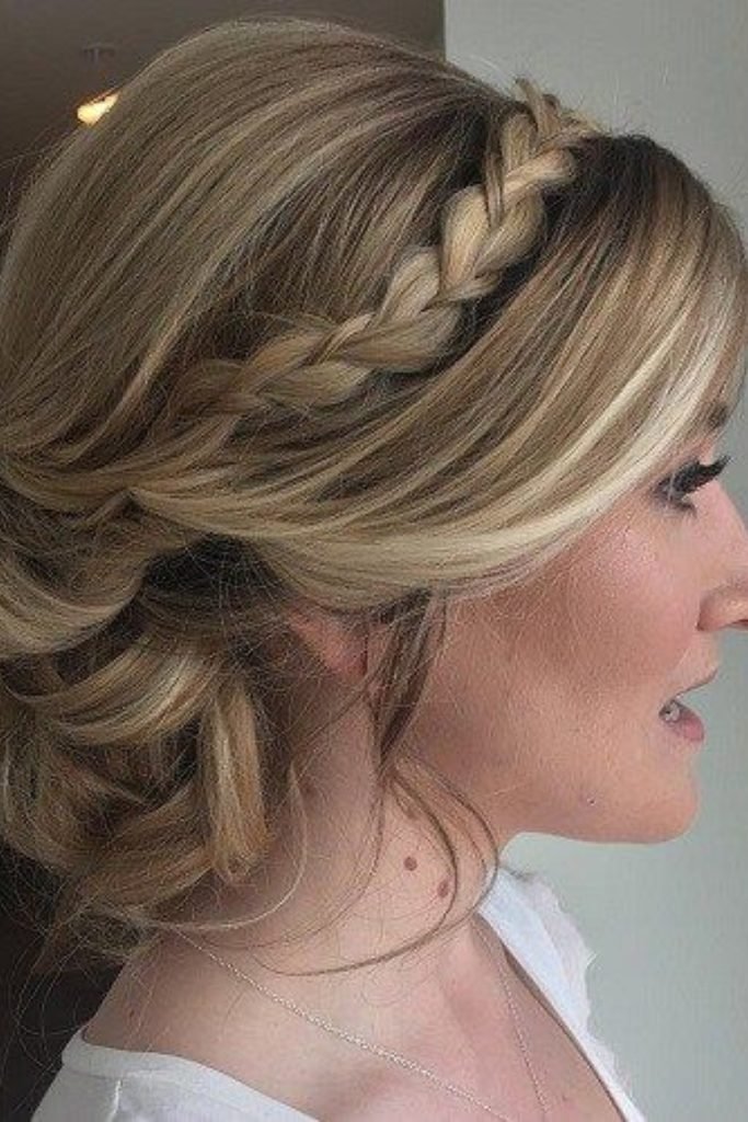 Headband Braid and Bun Hairstyle