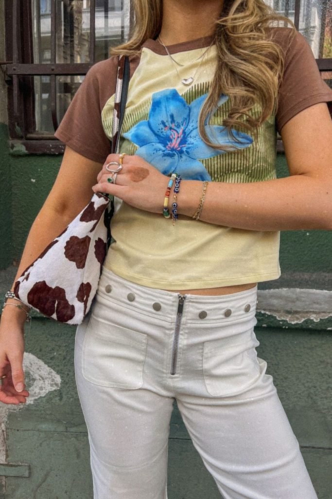 Retro Graphic Tee with White Jeans