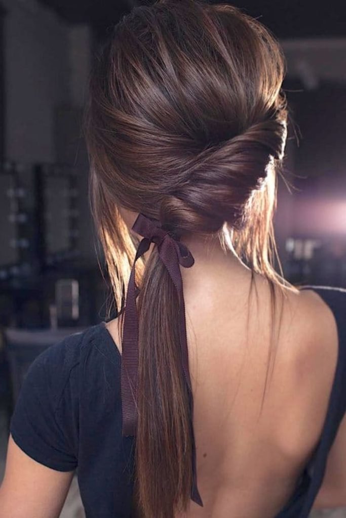Ribbon Bouffant Twist Hairstyle
