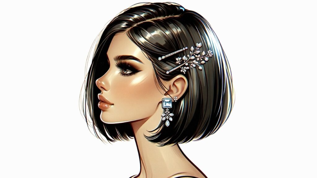 Asymmetrical Bob with Jeweled Clips