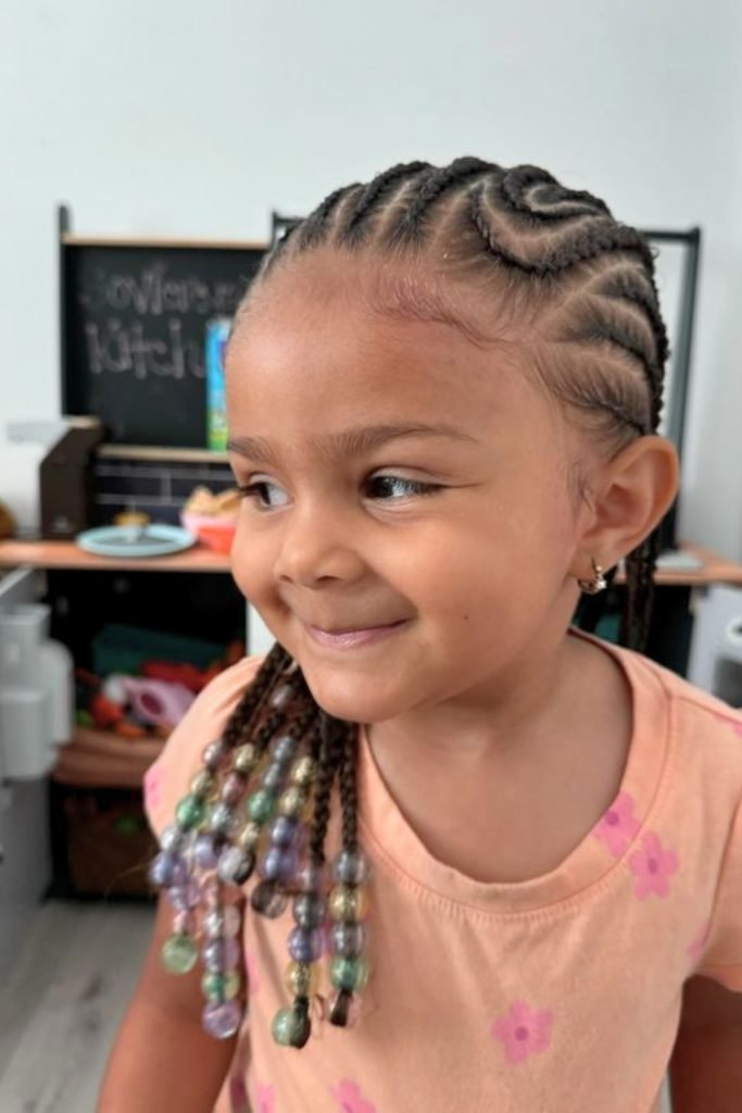 Swirled Cornrows with Beaded Ends