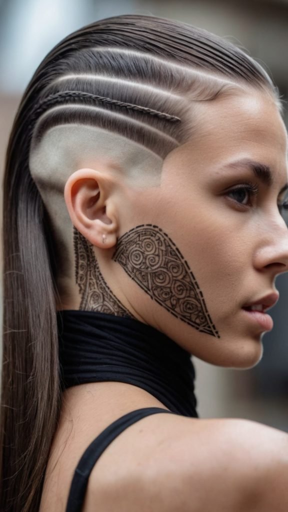 Undercut with Designs for Long Hair