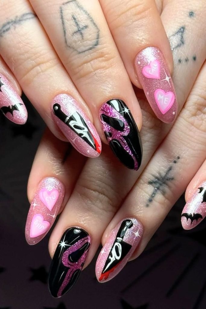 Ghastly Glam Love Notes Nail Design