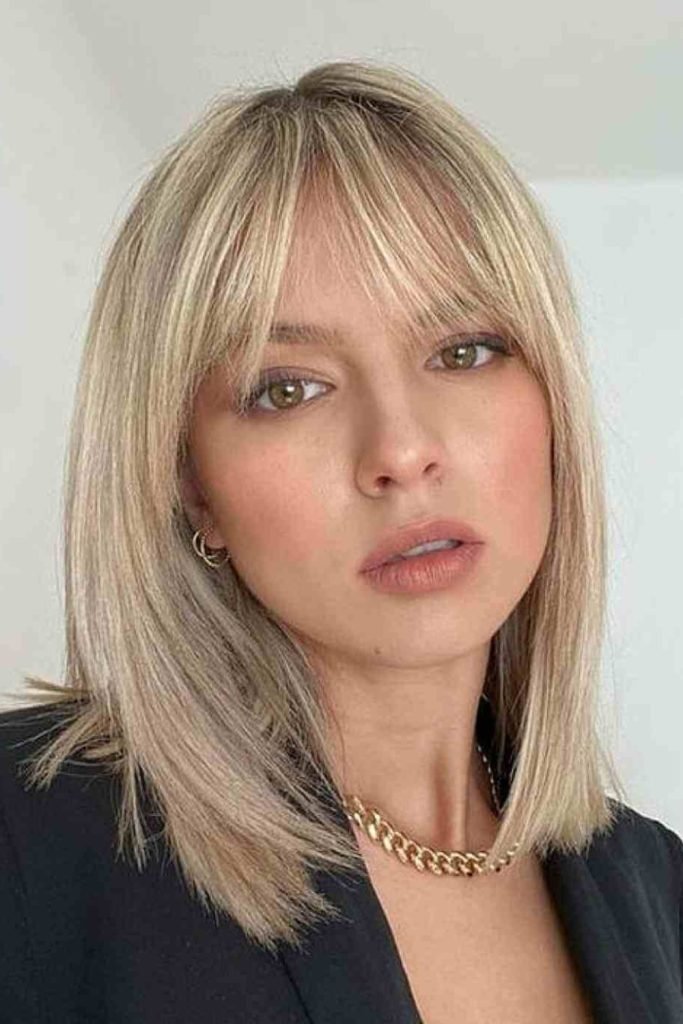 Wispy Blonde Lob Hairstyle