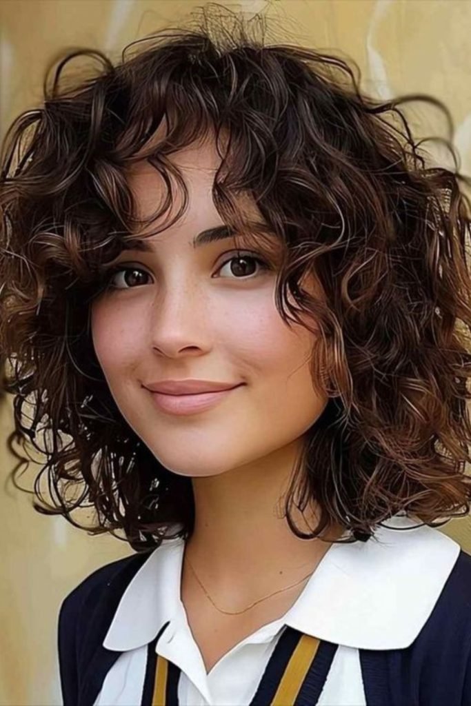 Curly Shoulder-Length Layers
