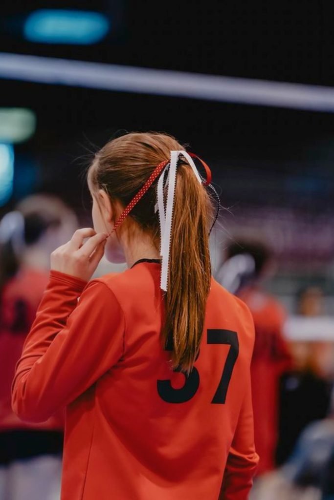Spirited Ribbon Ponytail Volleyball Hairstyle