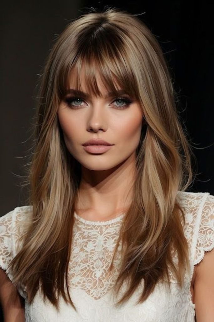 25.Blunt Honey Bangs