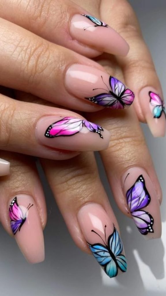 25. Butterfly Design Nails