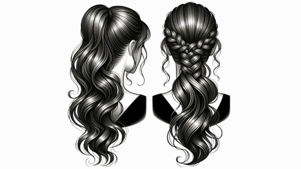 25. Wavy Ponytail with Braided Wrap