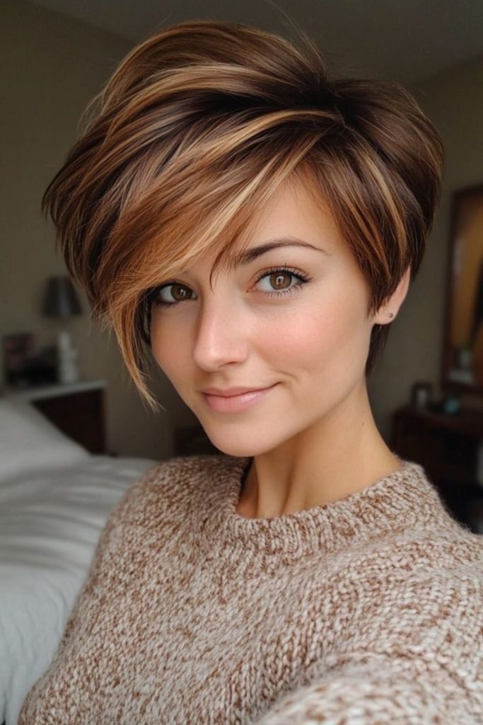 Layered Pixie with Highlights