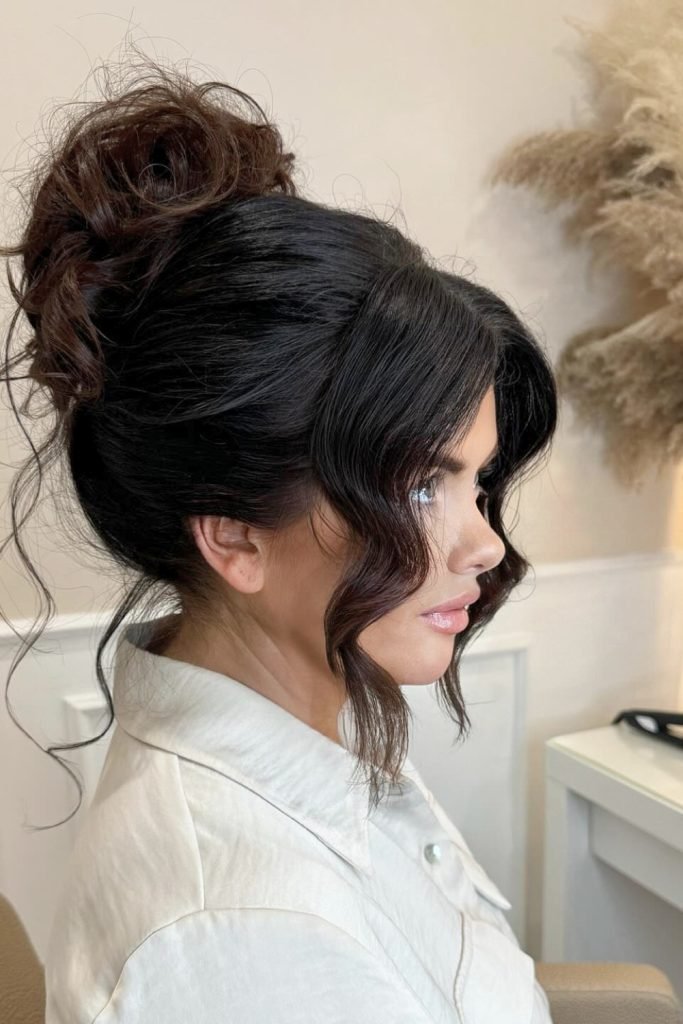 Softly Tousled Updo with Face-Framing Curls