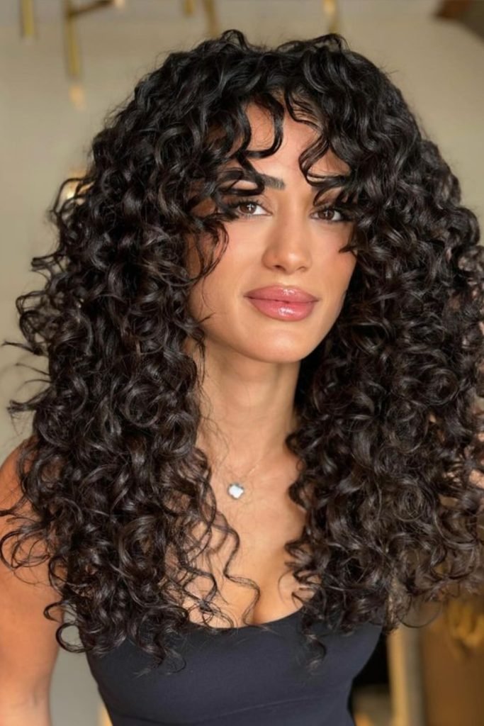 Curly Bangs with Layered Volume