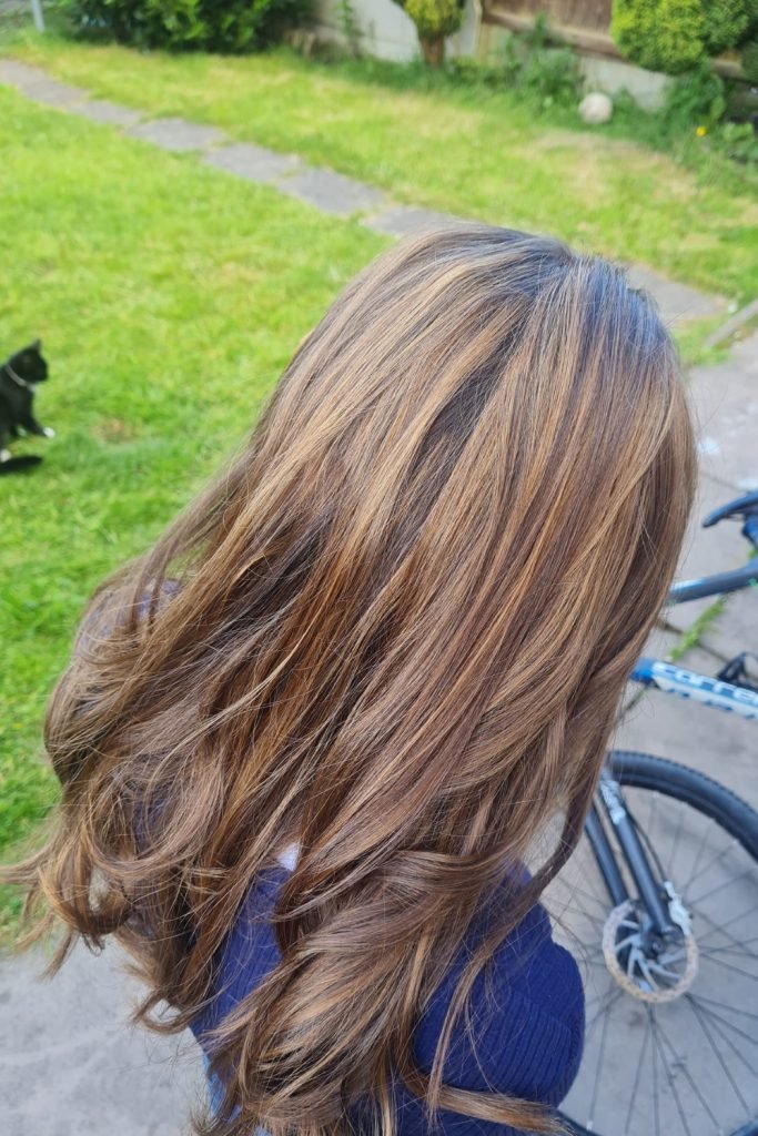 Dark Brown Hair with Caramel Highlights