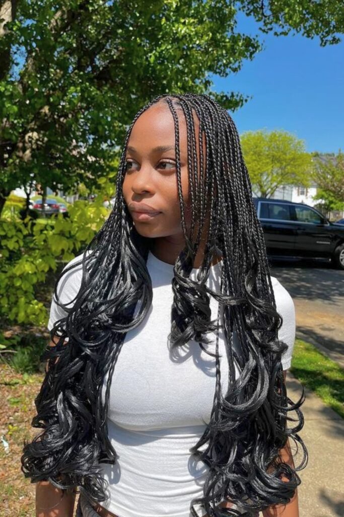 27. Jet Black French Curls with Ends