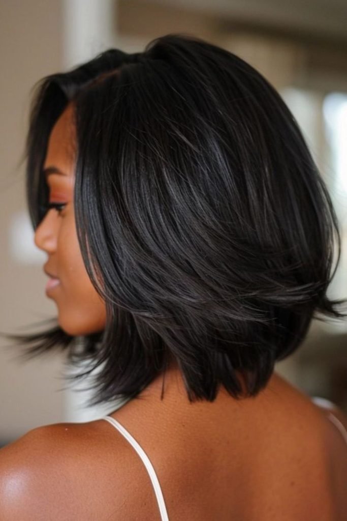 Short Layered Silk Press Pixie