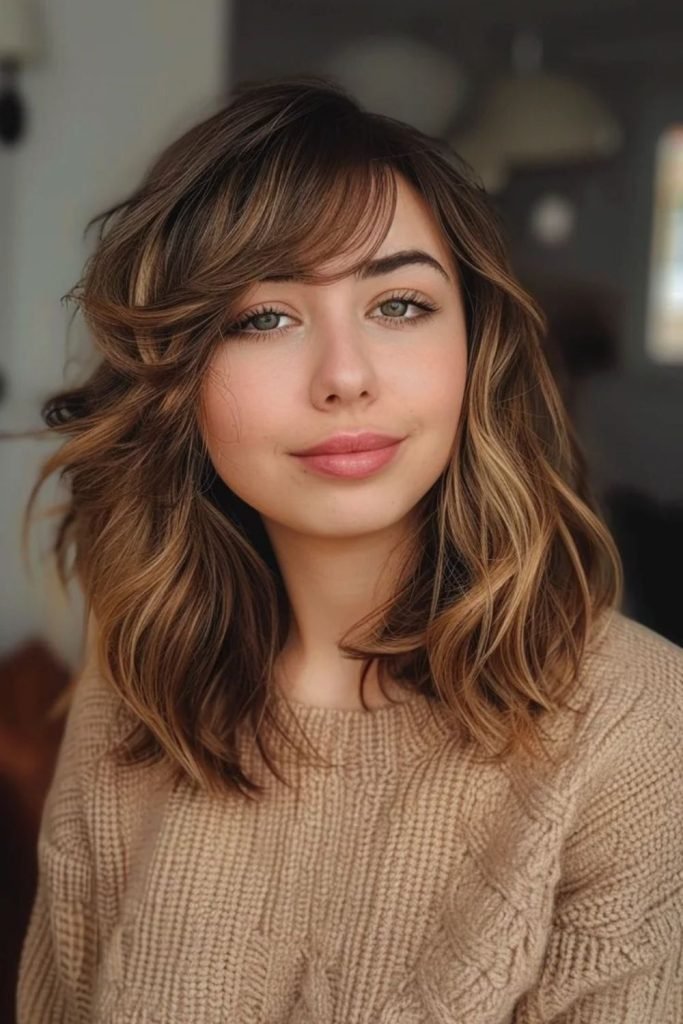 28. Wispy Lob with Side Bangs