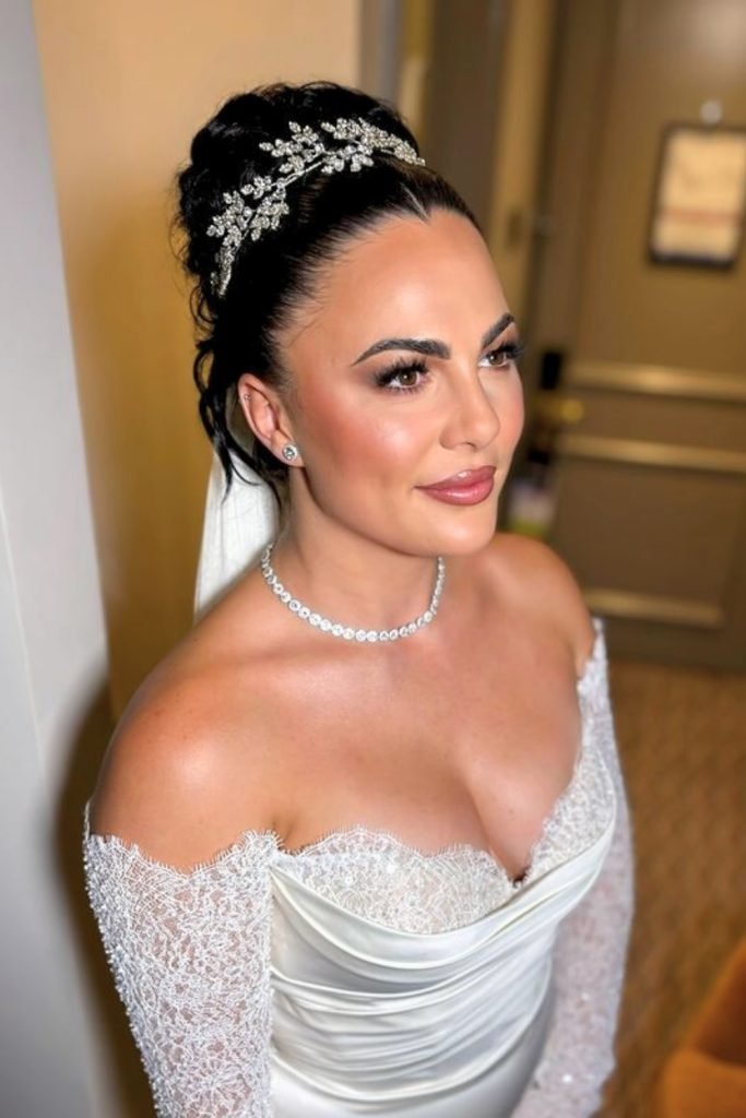 Regal High Bun with Crystal Tiara