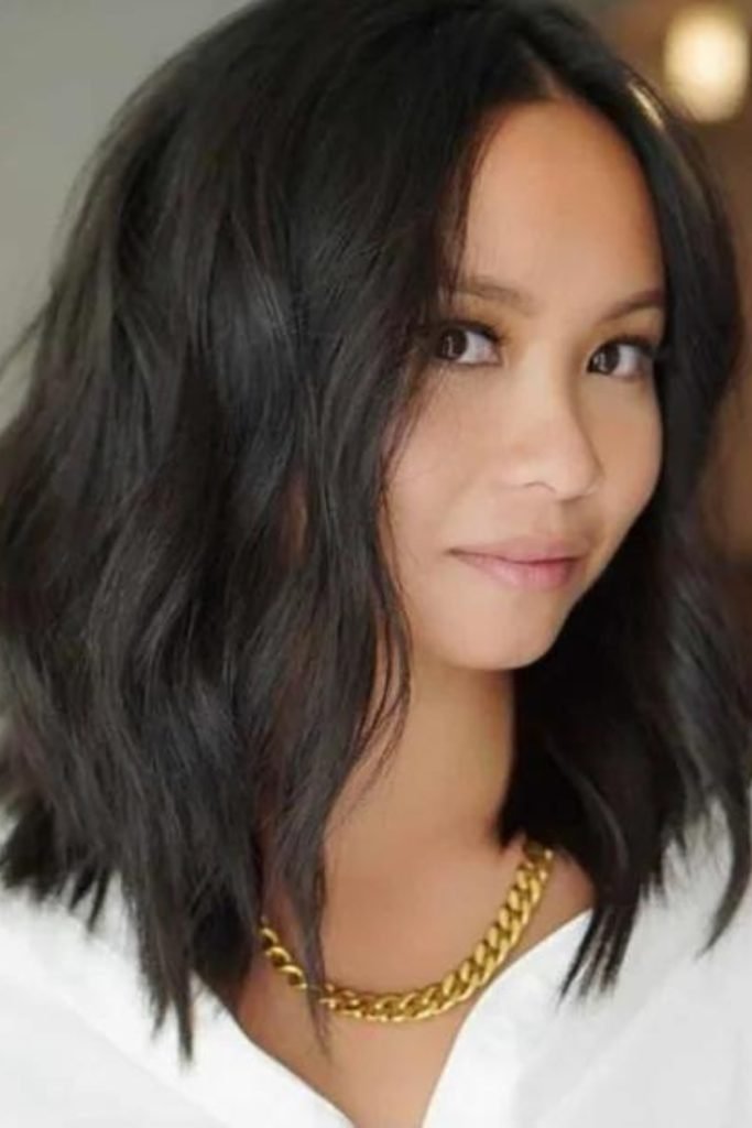 Modern Shattered Sliced Tousled Lob Hairstyle
