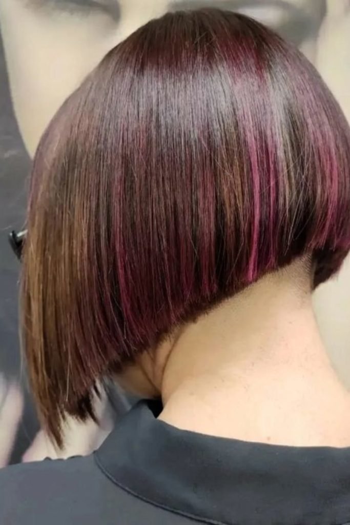 29. Subtle Burgundy Angled Bob