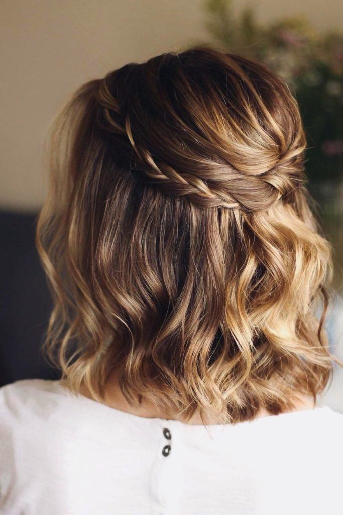 Twisted Crown with Loose Waves Hairstyle
