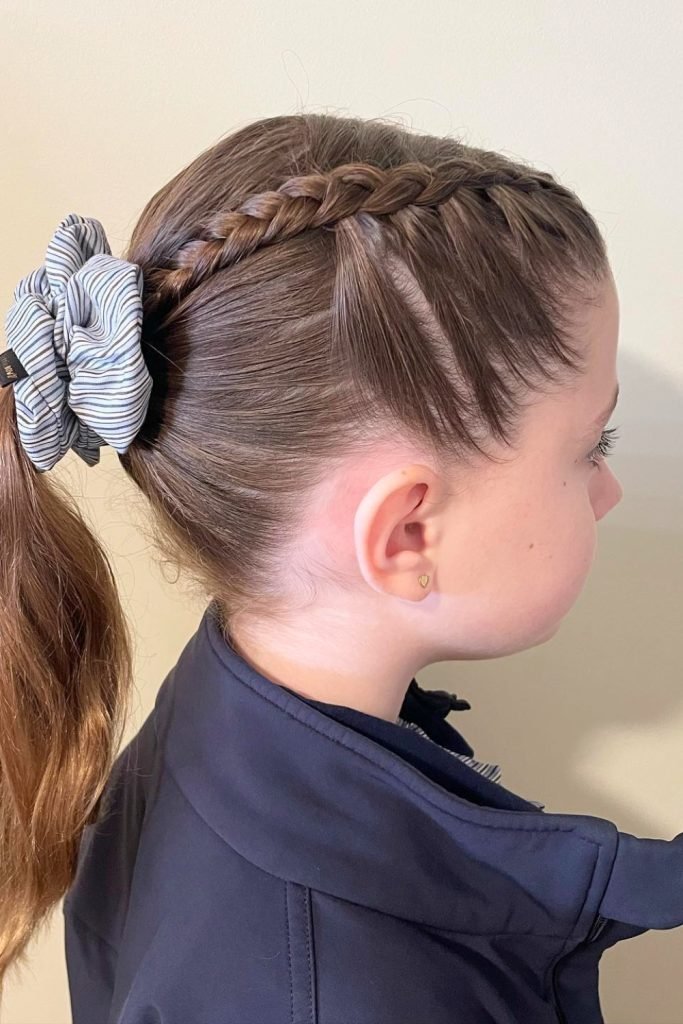 3. Braided Scrunchie Pony Hairstyle