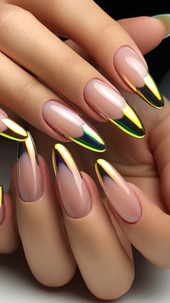Chromatic French Tips Nail Design