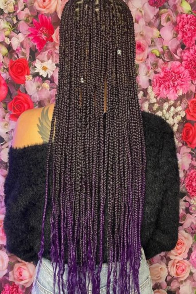 Long Ombre Goddess Box Braids Hairstyle